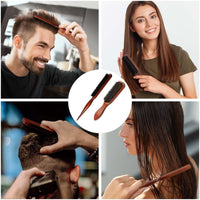 Bdeutrophic 2 Pcs Boar Bristle Hair Brush, Slick Back Hair Brush Slick Back Brush, Comb and Shear Tools Comfortable Grip Easy to Carry, Suitable for Trimming and Combing Long Thick Curly Thin Thick Hair Beard