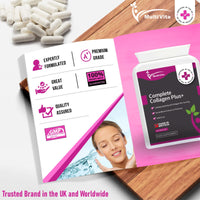 Multivita Complete Collagen Plus+ 1000mg - 60 Capsules - Hyaluronic Acid, Biotin, Vitamin C, E, Iodine + More