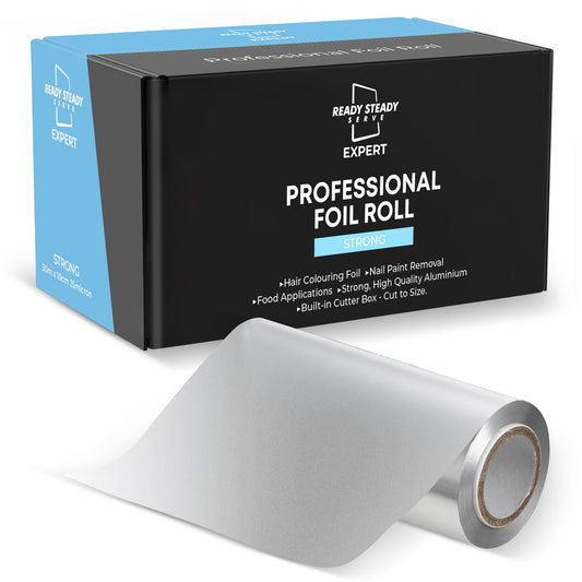 ReadySteadyServe Nail & Hair Silver Foil, Aluminium Hair Foil Roll for Hairdressing and Beauty. Hair Highlighting, Bleaching, Coloring, Salon, Modeling, Cosmetic. Use for gel removal, wraps 30m x 10cm