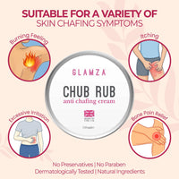 Glamza Chub Rub Anti Chafing Cream - Full Body Smooth Skin Solution for Sports, Running, Cycling & Everyday Use - Prevents Friction & Irritation on Thighs, Hands, Feet & Sensitive Areas | 100ml