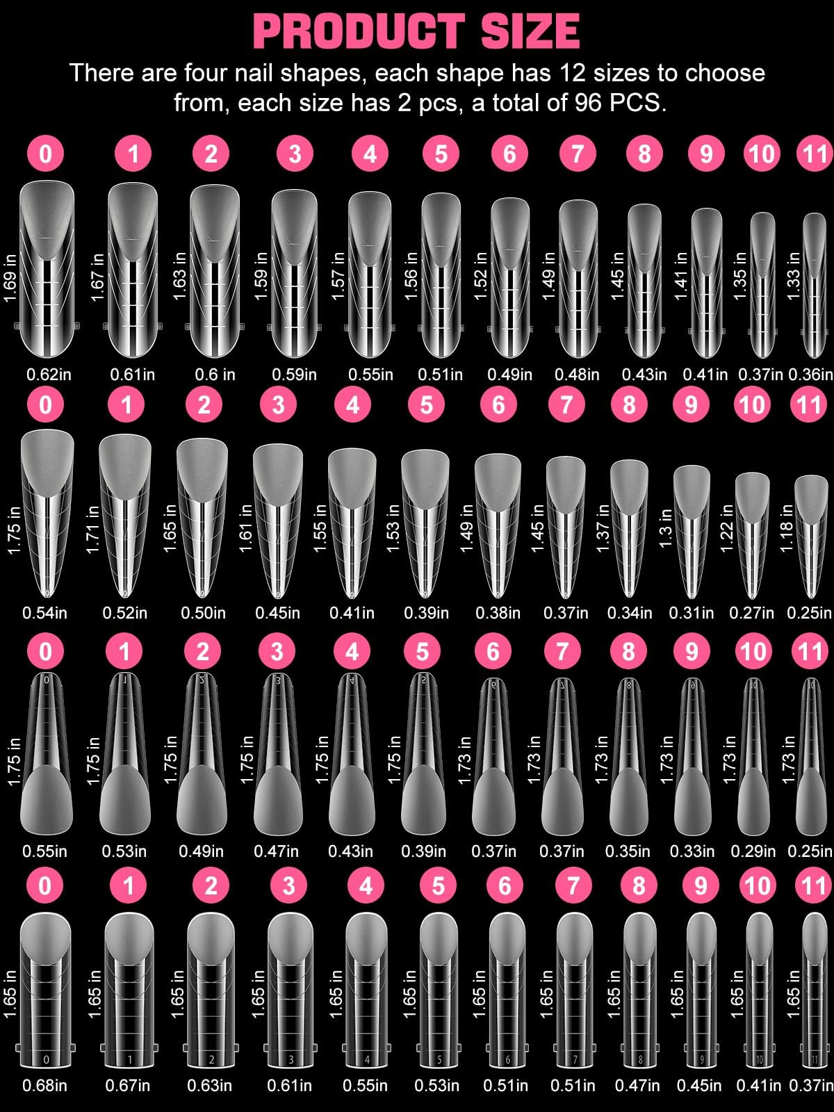 EBANKU 96PCS Clear Dual Nail Forms System Full Cover Nail Mold
