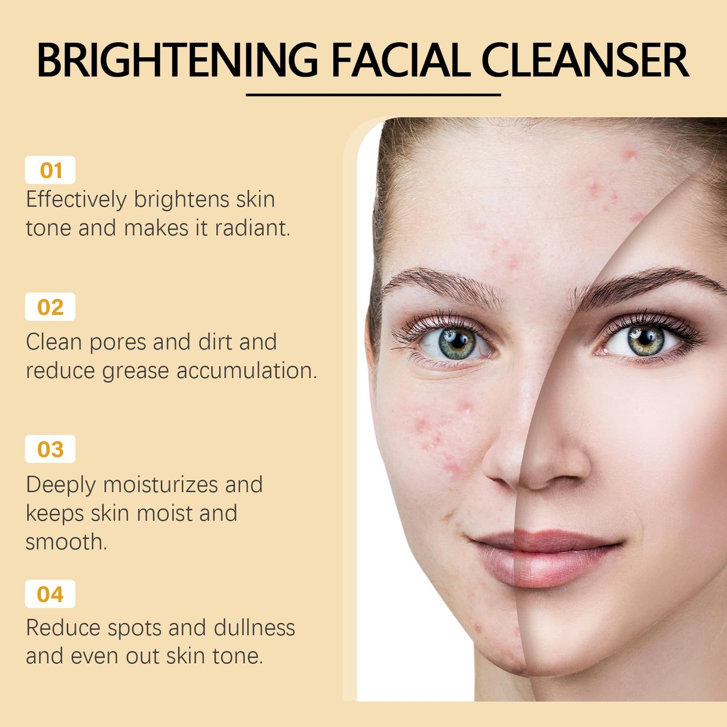 Brightening Face Wash, Turmeric Kojic Acid Foaming Facial Cleanser, Turmeric Face Wash with Brush, Foaming Face Cleanser Women for Skin Tone, Reduce Blemish & Acne, Gentle Cleanser for Hydrate Skin