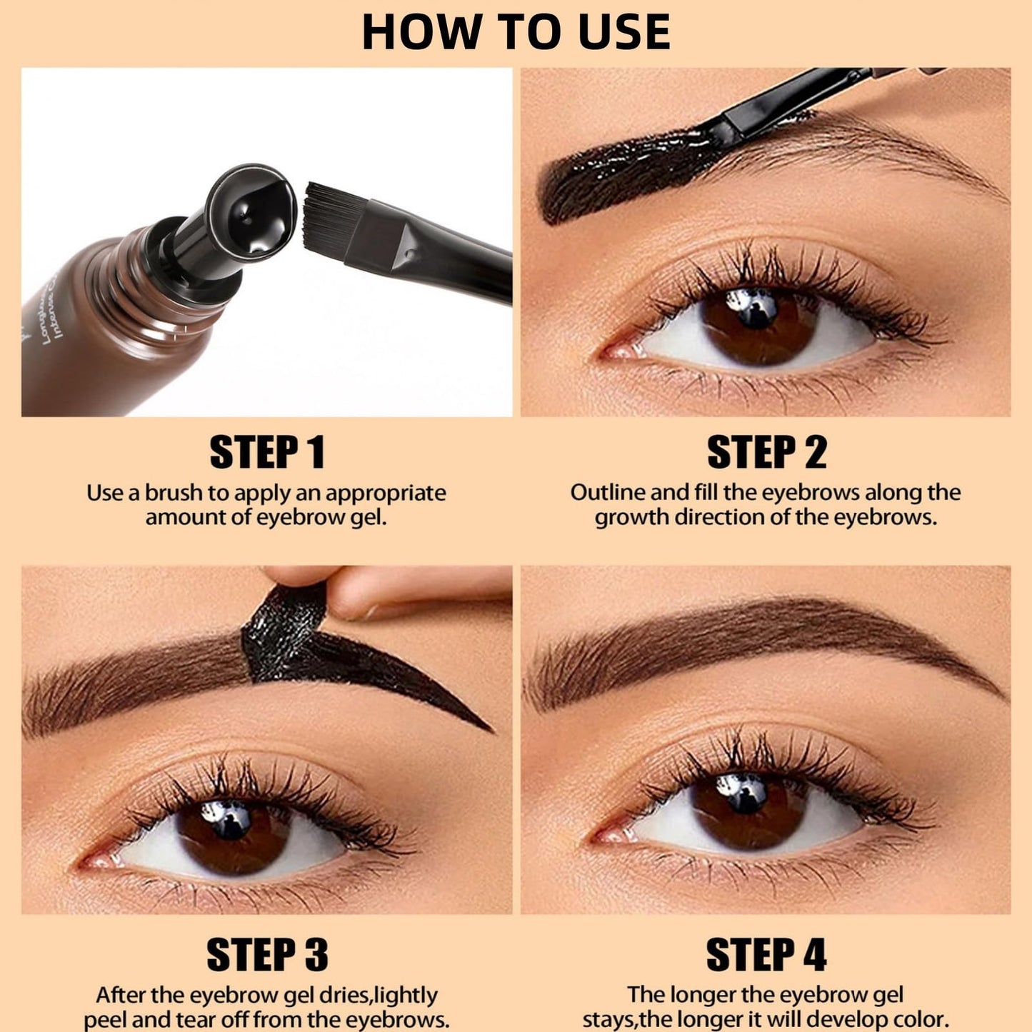 Gerhua Tatto Eyebrow Tint,Eyebrow Tatto Peel off,Tatto Eye Brow Peel Off,Semi-Permanent Colour Eyebr/ow Dye,Peel Off Eyebro/w Tin/t,Eyebro/w Tin/t,Waterproof Eyebro/w Pencil Lasts Up to 3 Days(Warm Brown)