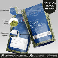 Clean Botanics 200g Organic Certified Indigo Powder 100% Pure Mendhi Hair Colour Triple Sifted Black Hair Dye