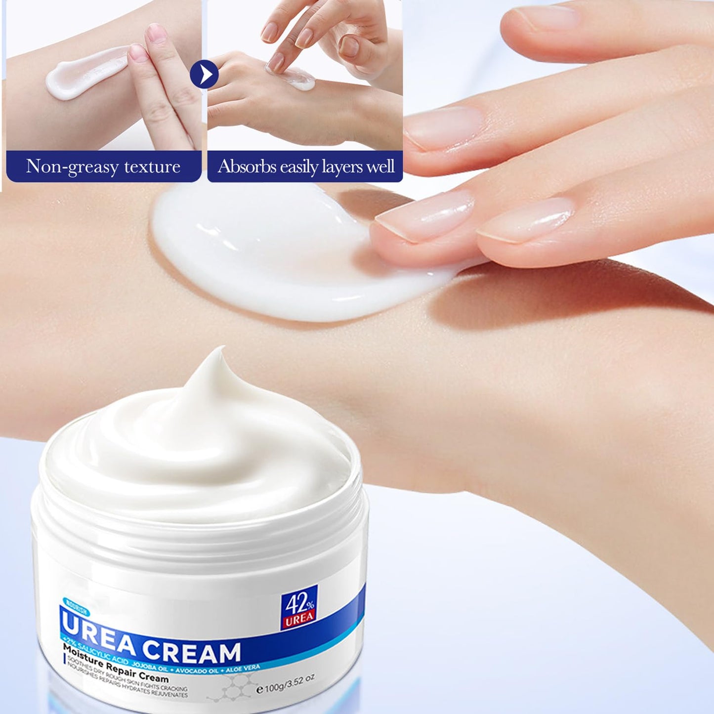 GEEWHILE Urea Cream Urea 42% Foot Cream Nourishing Urea Foot Cream for Cracked Heels And Dry Skin Cracked Heel Repair Cream For Feet and Hand, Maximum Strength for Hand, Foot and Body Care