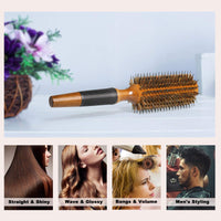 BESTOOL Round Brush for Blow Drying, Boar Bristle Round Hair Brush with Wooden Barrel, Large Round Styling Brush for Women & Men, Straightening, Curling, Adding Shine or Volume (2.5 Inch)