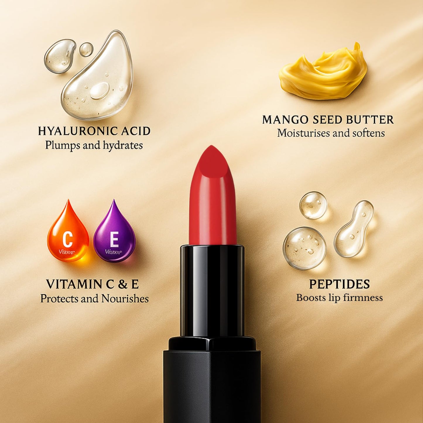Lola Make Up by Perse LOLA Make Up by Perse Intense Colour Lipstick – Glossy Finish, Full Coverage, Ultra-Rich Pigments, Creamy Hydrating Formula, Infused With Vitamins E & C, Vegan & Cruelty-Free – 004-Blossom Red