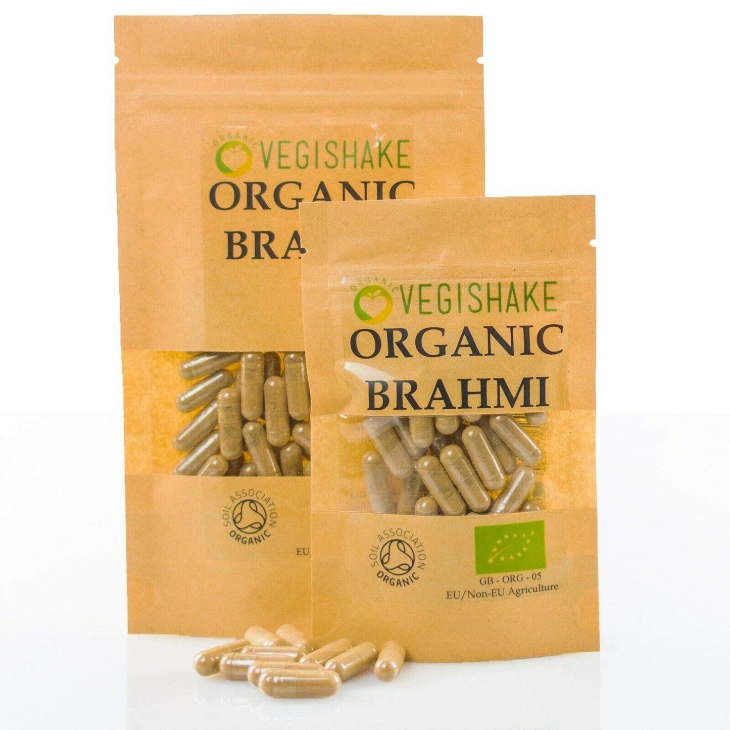 vegishake Organic Brahmi HPMC Capsules 1000mg Herbal Remedy Stress Relief Memory Boosts Vegan Halal Kosher (60 Capsules)