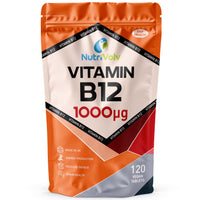NutriVolv Vitamin B12 1000mcg - Pure Methylcobalamin - High Strength Vegan Supplement - Supports Immunity, Reduces Tiredness, Improves Energy - 120 Vegan Tablets - 4 Month Supply