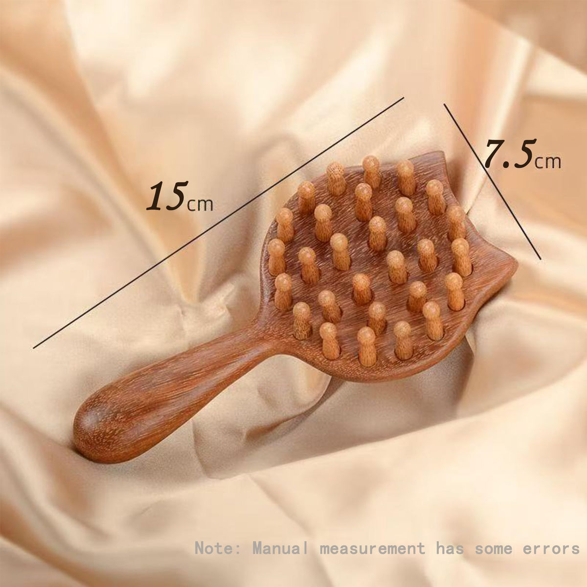 FTA&ATF Wooden massage comb, Sandalwood Massage Gua Sha Comb,wide teeth, smooth, A handheld massage comb in the shape of a kitten