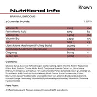 Vegan Brain Supplement Mushrooms Gummies by Known Nutrition | Brain Support with Cordyceps and Lion’s Mane | Delicious Natural Blood Orange Flavour | 60 Two-a-Day Vegan Gummies (One Month’s Supply)