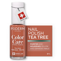 PODERM Nail Care Polish with Tea Tree - Terracotta | Swiss Lab - 8ML | Enriched with Tea Tree, Silicon & Biotin | Purifies, Clarifies & Nourishes Yellow Nails | Created by a Podiatrist
