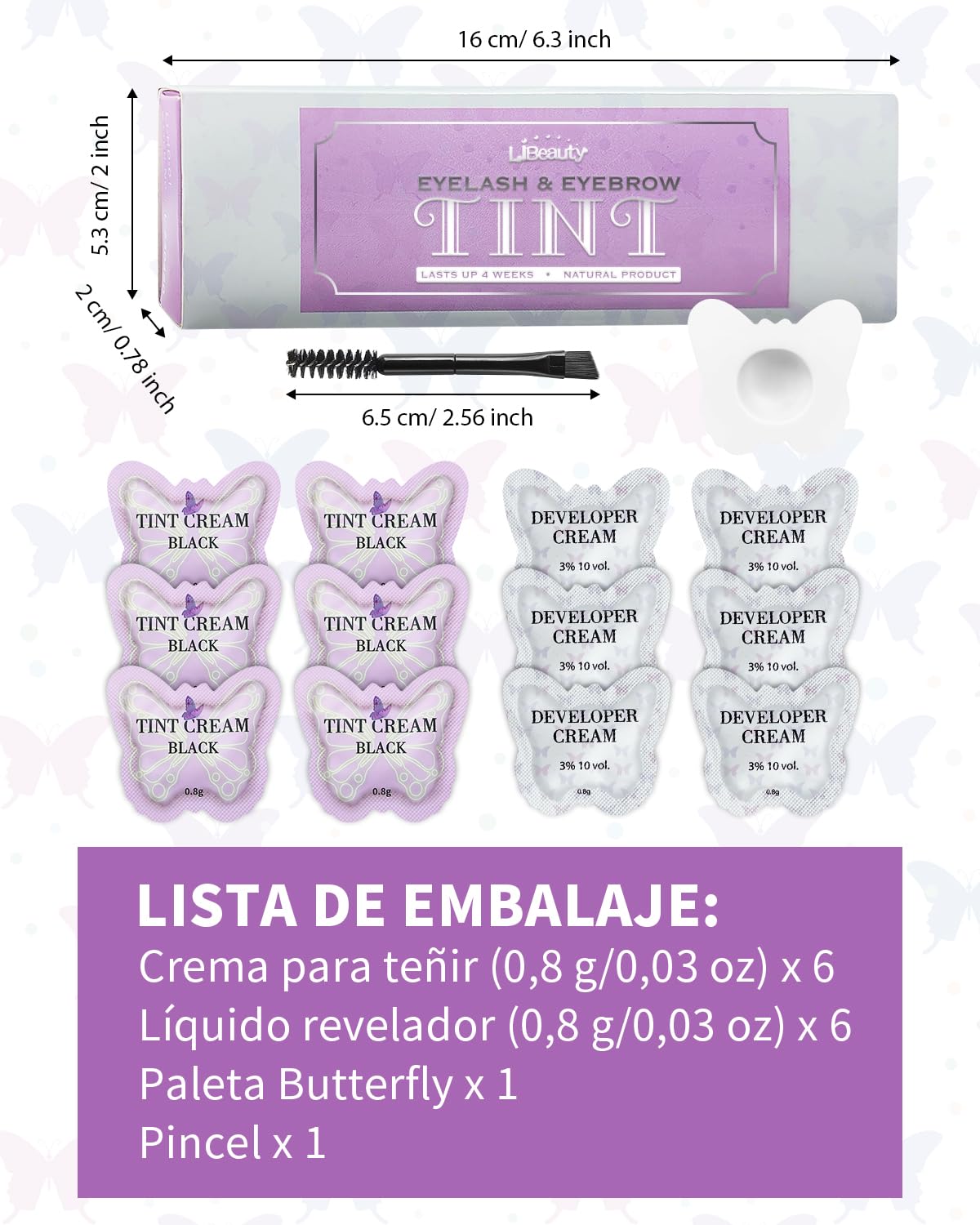 Libeauty Lash Tint Kit Black, Eyebroy Dye and Eyelash Tint Kit, Individual Package Developer & Black Lash Dye with Tools for Beginners and Salon, Last up 6 Weeks