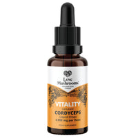 Love Mushrooms Organic Cordyceps Mushroom Supplement 4,000mg per 1ml | High Strength Liquid Drops 30ml for Natural Energy & Endurance | Vegan, Plant Based Food Supplement, UK Made, Sweet Taste