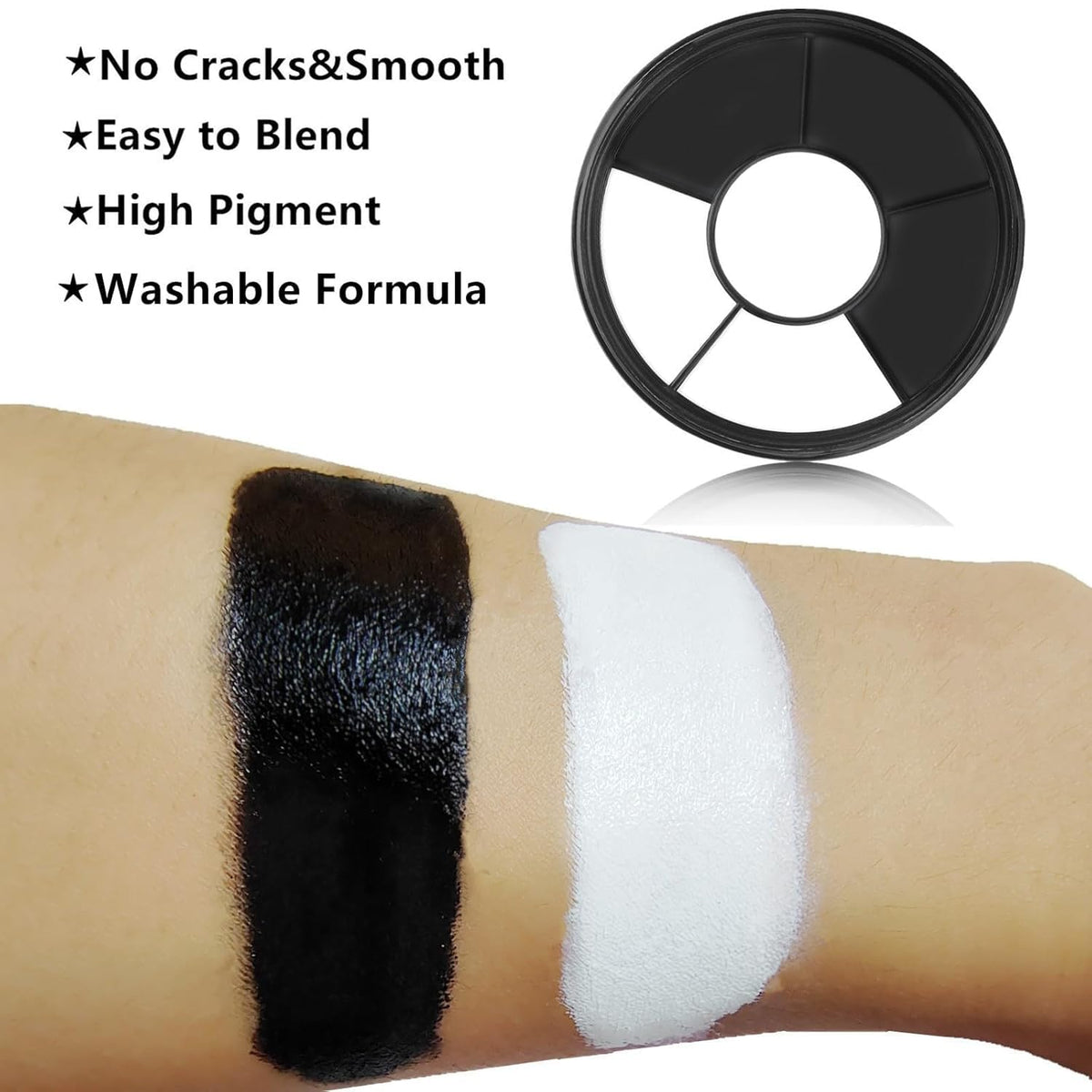 Go Ho Black and White Face Paint Palette,Cream Washable Formula Face Painting for Halloween Cosplay,Body Paint SFX Makeup Palette,Professional Skeleton Skull Makeup Palette