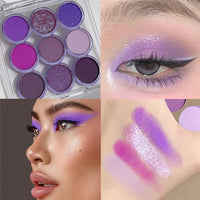 GEEWHILE Purple Eyeshadow Palette Violet Purple Eye Shadows Palette For Women, Long Lasting Shimmer Matte Eyeshadow Make-Up Palettes Waterproof Highly Pigmented Blendable Dream Purple Eyeshadow Palette