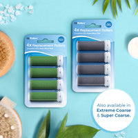 My Rollers 4 x Extra Coarse Blue Replacement Rollers Compatible with Emjoi Micro Pedi - Electric Foot File Roller Heads for Rough, Dry and Callused Feet