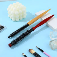 Mozeat Lens Small Round Hair Brush, 2 Pcs Mini Roller Brushes with Stiff Nylon Bristles, Professional Salon Hairdressing Brush for Blow Drying Curly Hair Styling Bangs Lifting Beard Care