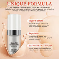 HEXIN TLM Color Changing Foundation, Colour Changing Foundation for Mature Skin, Long Lasting Waterproof Makeup Base Nude Face Cover Concealer Cream SPF (30 ml,2 Pack)