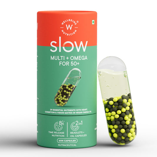 Wellbeing Nutrition Slow Multivitamin for Men 50+ 100% RDA of 16 Critical Vitamins & Minerals (60 Capsules)