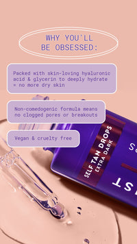 Tanologist Drops, Extra Dark (30ml) Hydrating Self Tanning Drops, Natural Ingredients & Vegan, Dermatologist Approved, Clean Ingredients & Vegan