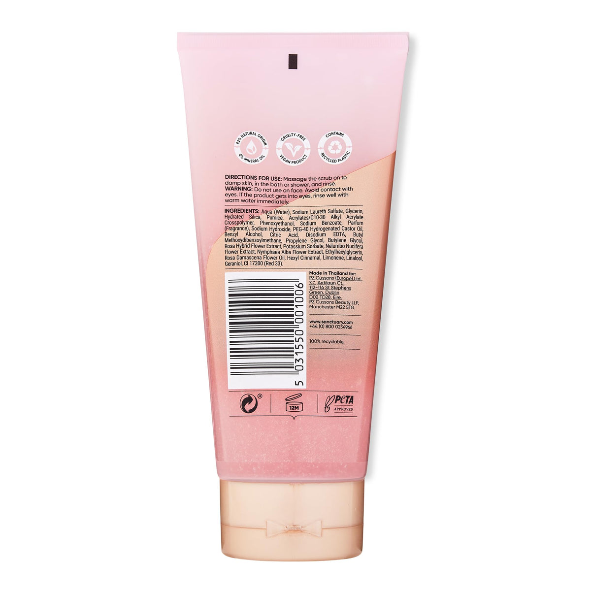 SANCTUARY Sanctuary Spa Lily & Rose Body Scrub, No Mineral Oil, Cruelty Free & Vegan Exfoliating Body Scrub, 200ml