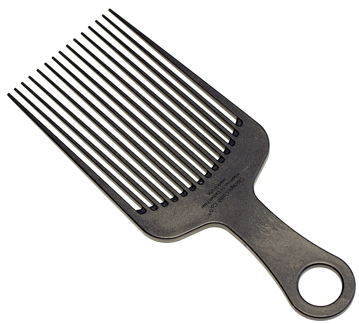 Chicago Comb Model 11 Carbon Fiber, XL Hair Pick, Anti-Static, 7.5 Inches (19 cm), Made in USA, Graphite black