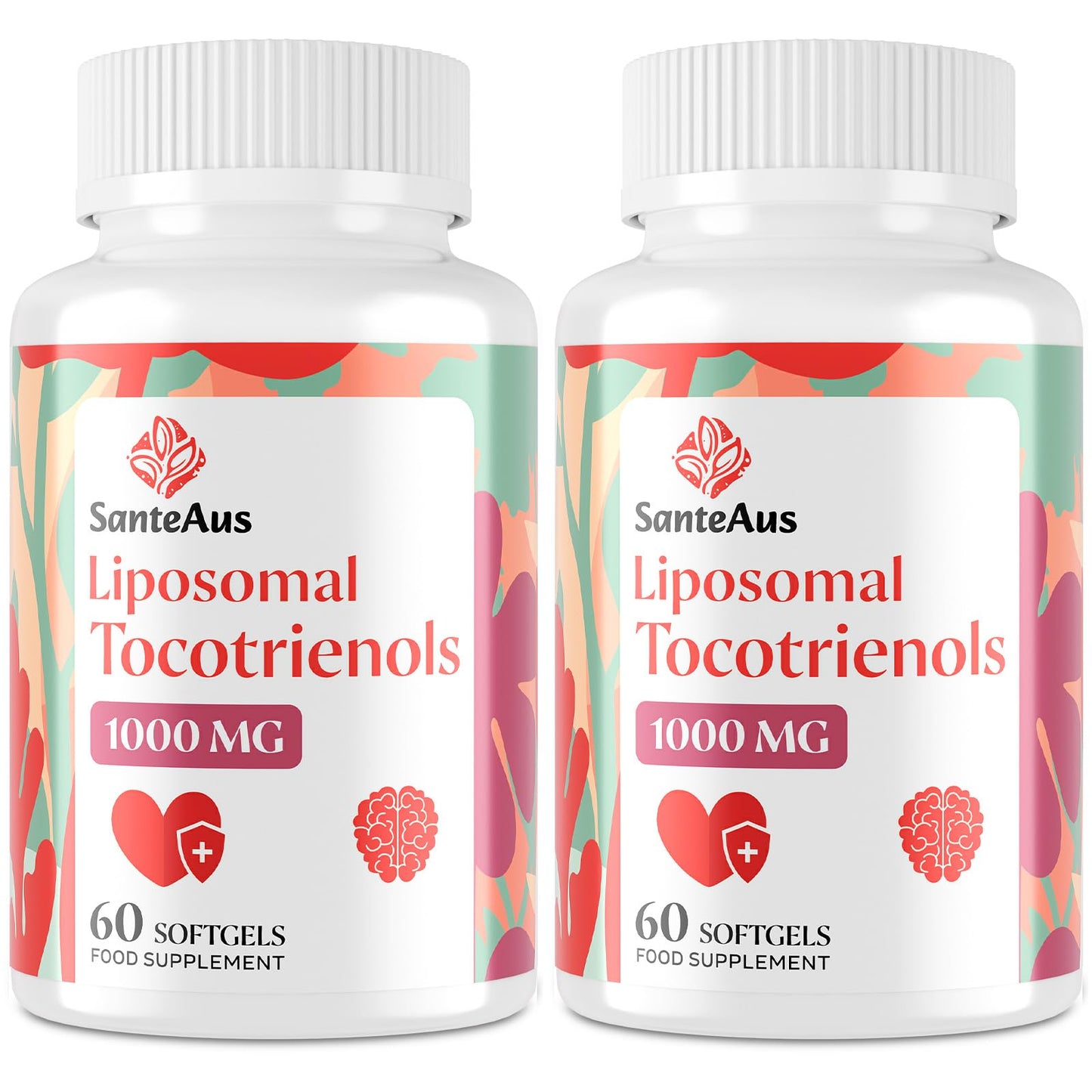 SanteAus Liposomal Tocotrienols Supplement 1000mg, Vitamin E, High Bioavailability, 95% Delta & 5% Gamma Tocotrienol Capsules, for Immune, Bone, Skin, and Antioxidant Support, No Fillers, No Soy, 2 Pack