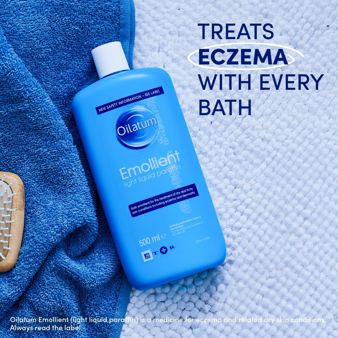 Oilatum Emollient Bath Liquid for Eczema, Psoriasis and Dry Skin Conditions, Soothing Formula for Sensitive Skin, Hydrating Relief for Itchy, Irritated Skin, 1 x 500ml