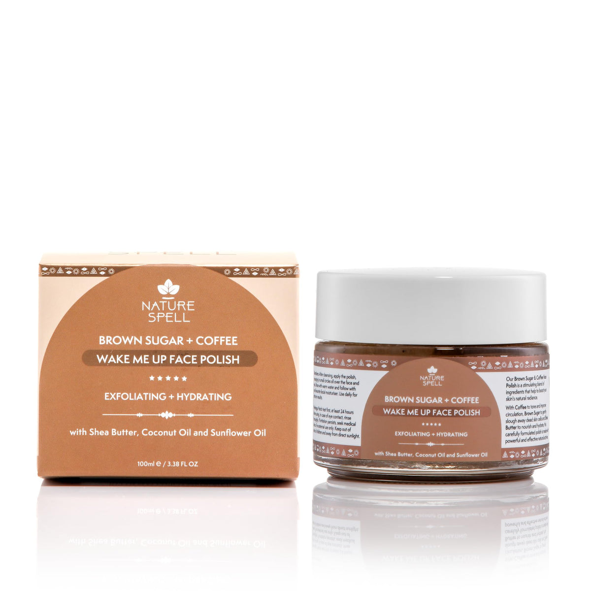 Nature Spell Brown Sugar & Coffee Exfoliating Face Scrub, Gently Refines Skin Texture & Calms, Vegan, 100ml