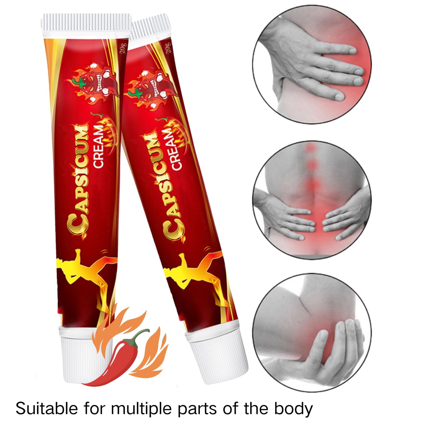 2pcs Chili Massage Gel - Chili Cream - Chili Massage Cream for Neck, Shoulder, Knee, Hand & Foot, Suitable for Multiple Skin Types