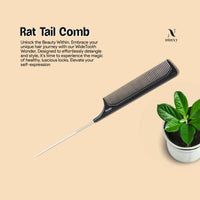 N Nimxy Nimxy Black Pin Tail Comb 1 Pc - Parting Rat Tail Hair for Hairdressing barber salon men women - Fine Tooth Comb with Stainless Steel