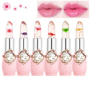 Skynest Clear Flower Jelly Lipstick, 6 Packs Nutritious Moisturizer Lip Balm Temperature Color Change Lipstick Matte Long Lasting Lip Gloss (Pink)