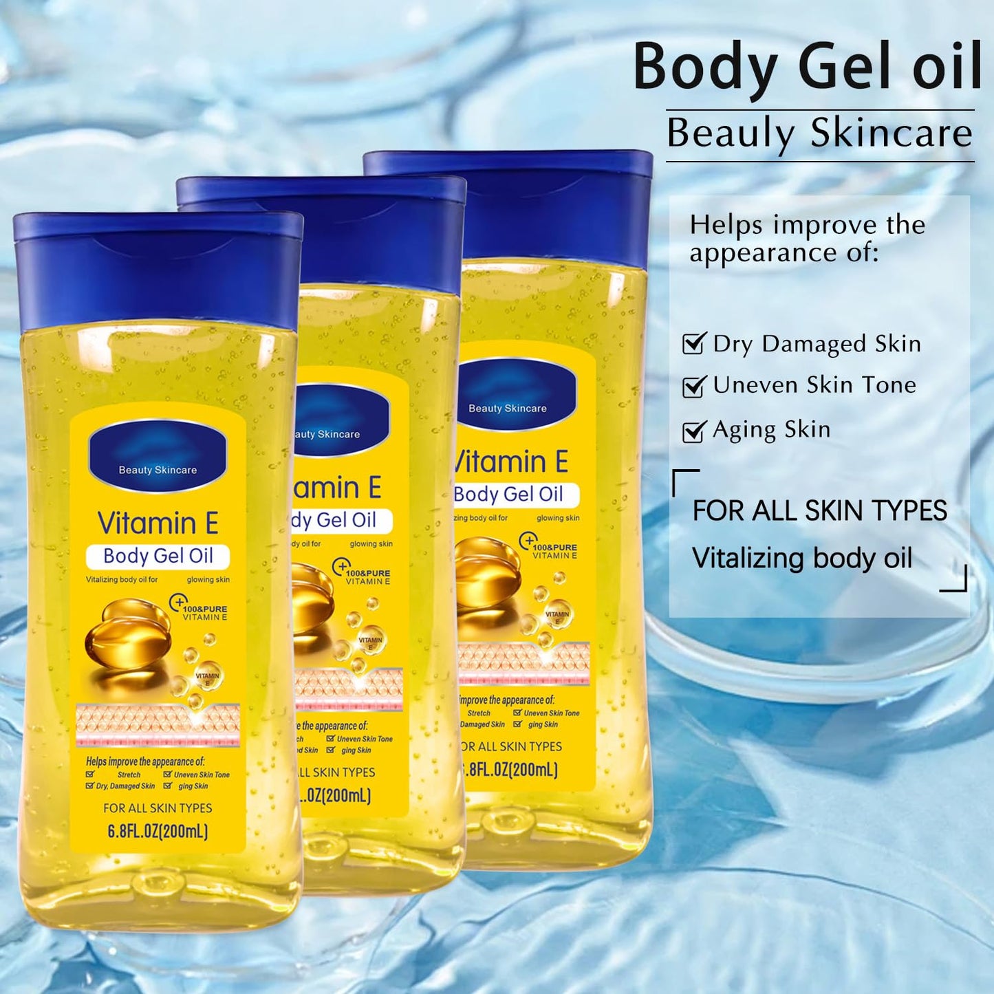 Vitamin E Body Oil For Women Lighten Skin Tone & Firming Skin Care. Deeply Nourishing & Moisturizing Facial & Body Oil – Promotes Youthful, Glowing Skin. For Daily Hydration & Radiance