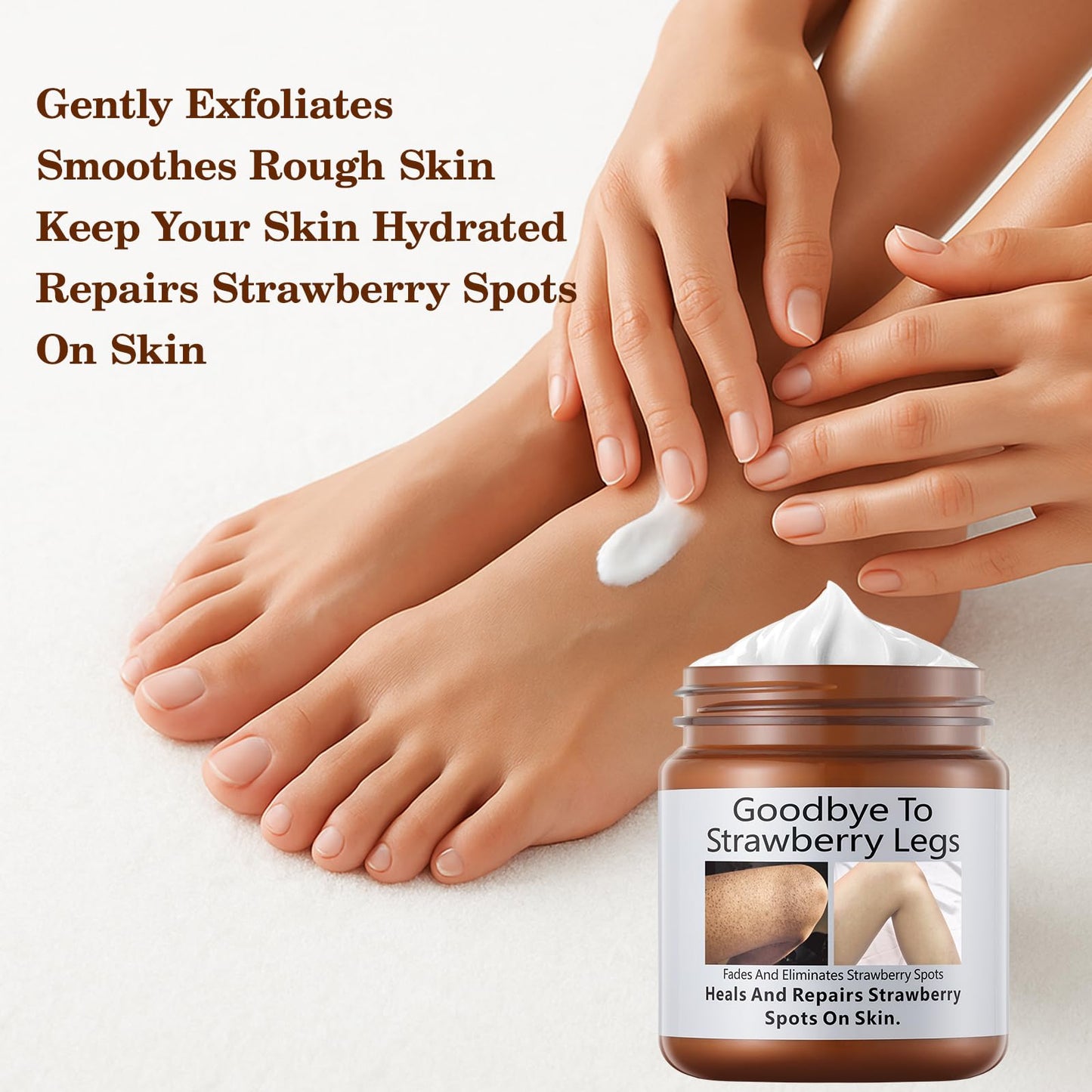 Strawberry Legs Treatment Cream, Skin Smoothing Cream for Chicken Skin Treatment, Fades And Eliminates Strawberry Spots, Exfoliating, Moisturizing, 4.21FL.OZ