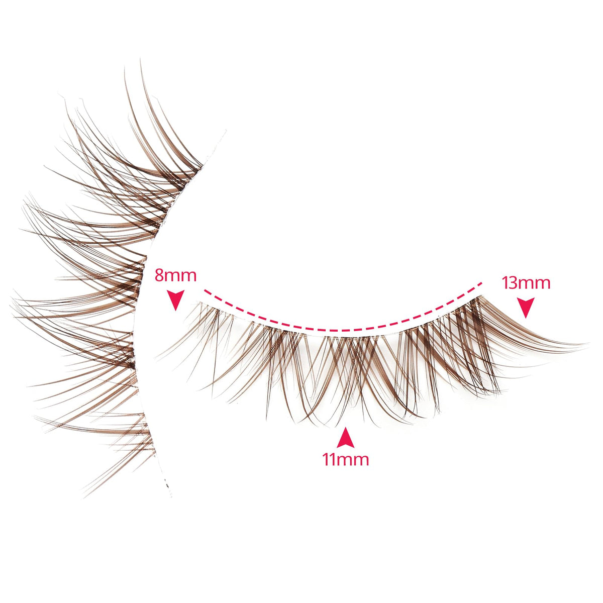 WUZIA 10 Pairs Brown Lashes Clear Band Manga Japanese Anime Cosplay Eyelashes Asian False Natural Look Like Individual Clusters (A02-Cat Eye 8-13mm)