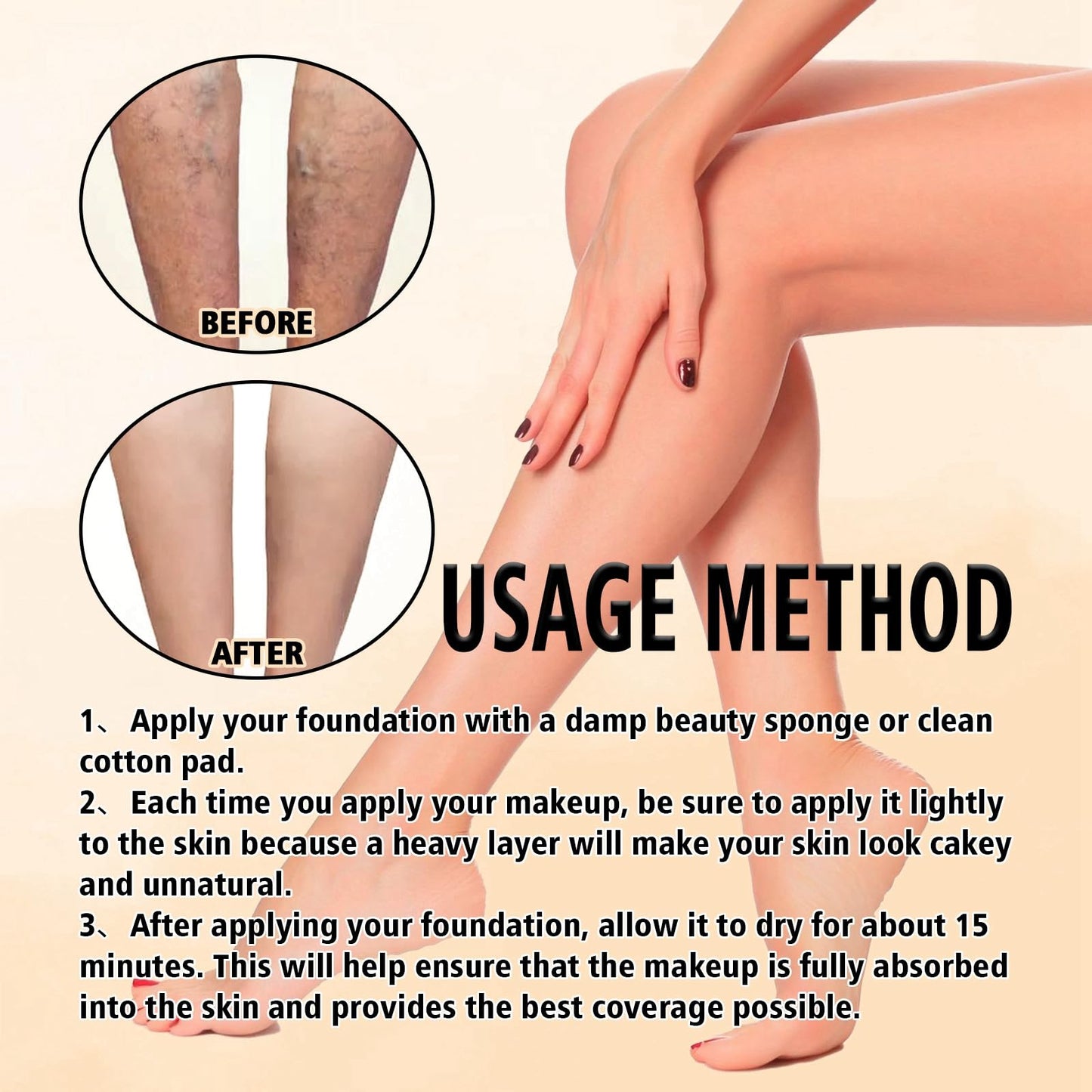 Jinjiar Leg Makeup Waterproof No Transfer,Leg Vein Cover up Makeup,Leg Makeup Lotion,Leg and Body Scar Cover Up Makeup,Concealer Full Coverage,Makeup Concealer,Leg Makeup,Lasting Perfection Concealer(1#)