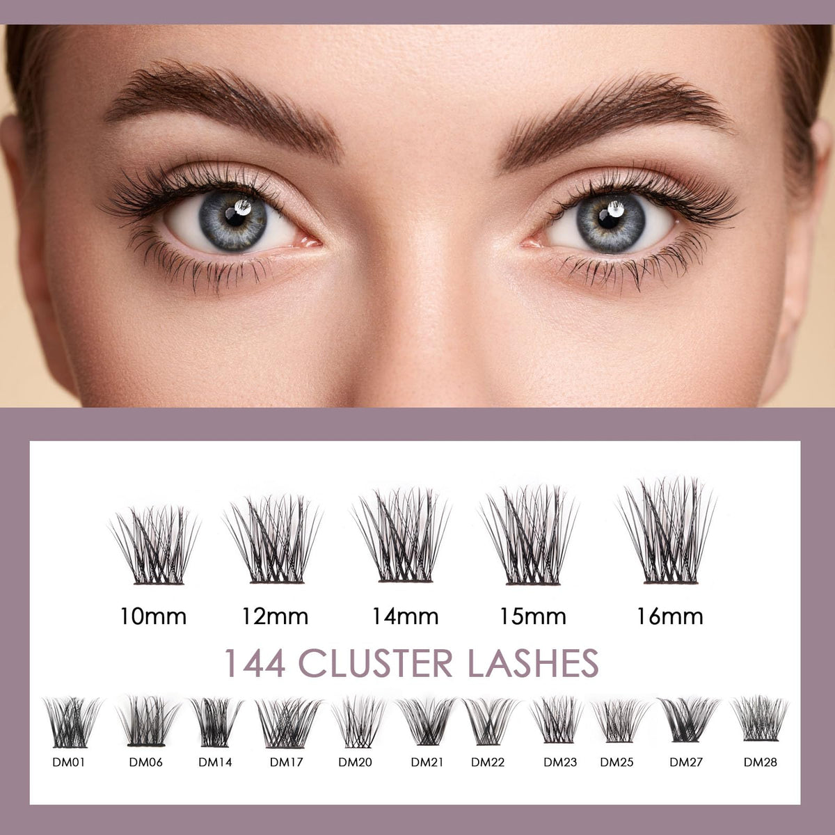 ocean pearl Ocean Pearl Cluster Lashes 144Clusters Individual Eyelashes 10-16mm Eyelash Extensions Natural Lash Clusters Long Lasting D Curl Eyelash Clusters DIY Lash Extensions for Beginners at Home-DM23