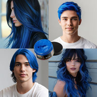 WOZUTUNT Blue Temporary Hair Color Wax Natural Hair Color Wax for Cosplay, Masquerade & Festivals Party – Easy Wash-Out Styling Pomade with Instant Results and Long-Lasting Hold