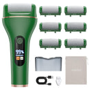 Hoxida Electric Foot File for Hard Skin, with 6 Replacement Rollers, IPX7 Waterproof Rechargeable Callus Remover for Feet Pedicure Set for Dead Skin (Green)