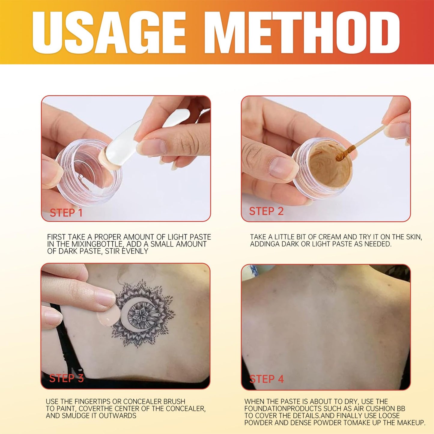 SHEBEEDO Tattoo Cover Up Makeup Waterproof, Tattoo Concealer Full Coverage, Natural Tattoo Makeup Cover Body Makeup for Scars，Tattoo Cover Up Set，Bruise Cover Up，Suitable for Men and Women(2pcs)