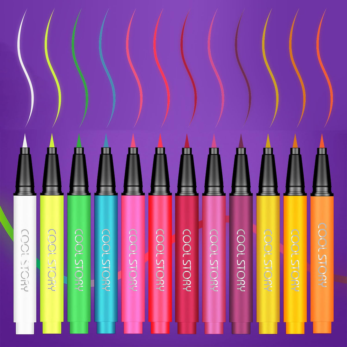Srumvoat 12 Colors Neon Face Paint Glow In the Dark Under UV Light For Party Accessories, Festival Body Glow Makeup Eyeliner Pens, Waterproof Quick Drying Long-Lasting Adults Kids Halloween Cosplay Paints