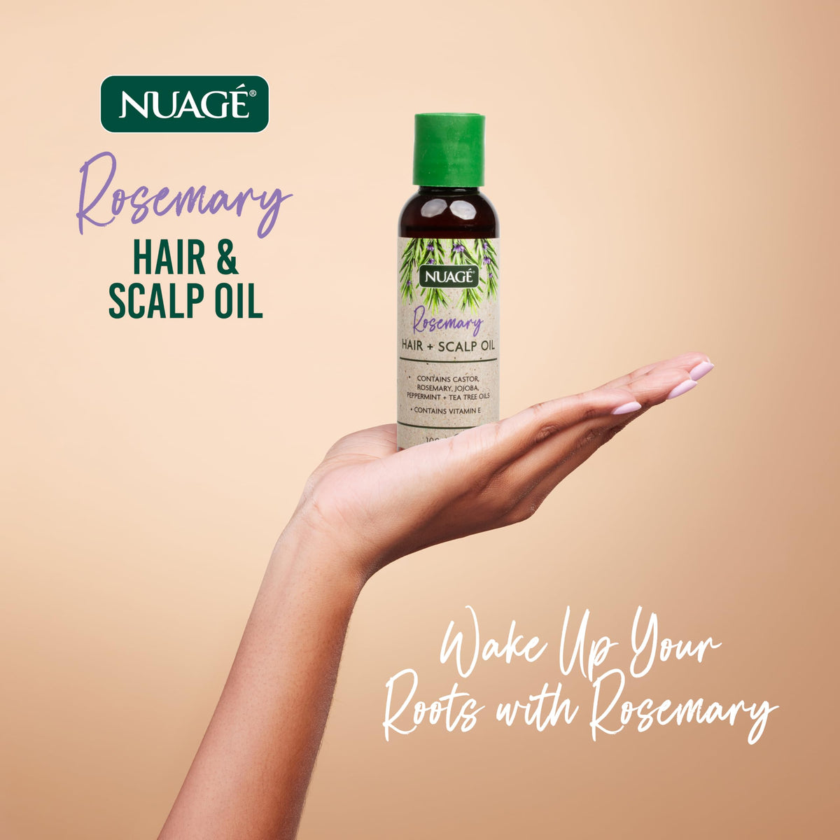 NUAGÉ Nuage Rosemary Hair and Scalp Oil with Vitamin E - Castor Oil, Rosemary, Jojoba, Peppermint & Tea Tree Oils | Helps Revive & Nourish Hair Folicles (100ml)