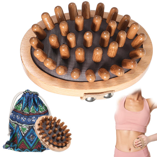 ElevateTech Meridian Pressure Brush, Wood Therapy Massage Tools for Belly Fat Wooden Meridians Massager Comb Handheld Massage Body Brush for Cellulite Remover, Lymphatic Drainage, Muscle Pain Relief