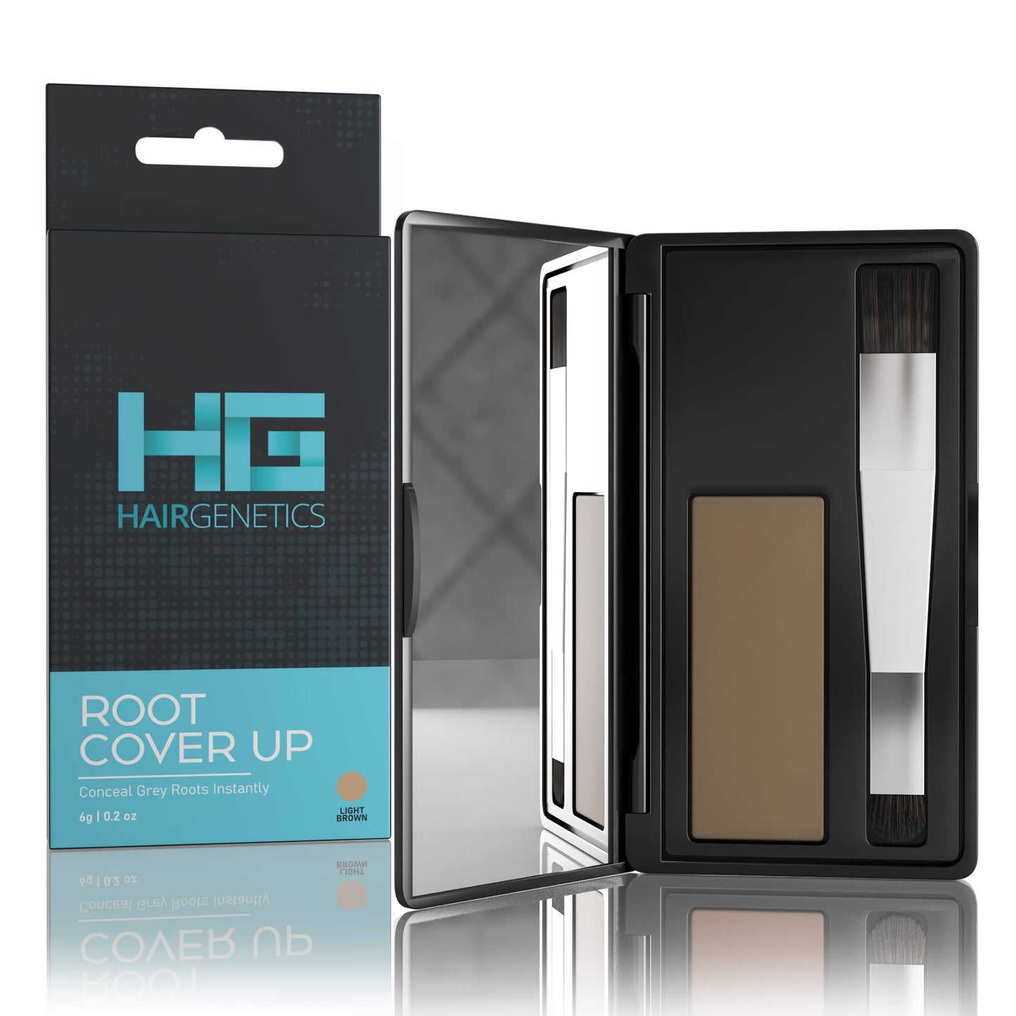 Hair Genetics Root Cover Up Hide Your Grey Hairs Roots NEW Mineral Powder, Quick and Easy Professional Natural looking Results Touch Up Powder Define and Fill in Eyebrows (Light Brown)…