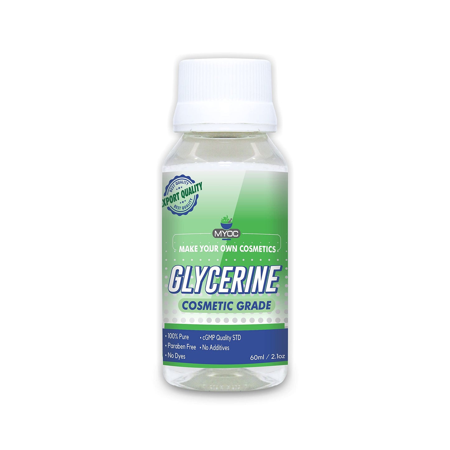 MYOC Glycerine | Pure & Cosmetic Grade | Deep Hydration for Skin & Hair | Ideal for DIY Skincare, Soaps & Beauty Preparation - 60ml / 2.03 Fl Oz