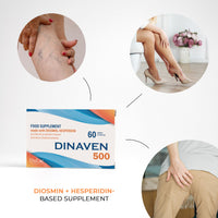 DULÀC FARMACEUTICI 1982 Dulac – Dinaven 500, Food Supplement for Leg Support Circulation, 60 Tablets, for Heavy and Tired Legs, Helps Improve Blood Flow, with Diosmin and Hesperidin, Made in Italy