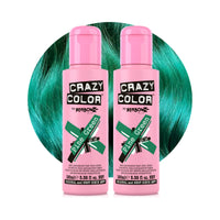 Crazy Color Vibrant Pine Green Semi-Permanent Duo Hair Dye. Highly Pigmented Dark Green Conditioning & Oil Nourishing Vegan Formula | No Bleach or Ammonia | 200ml