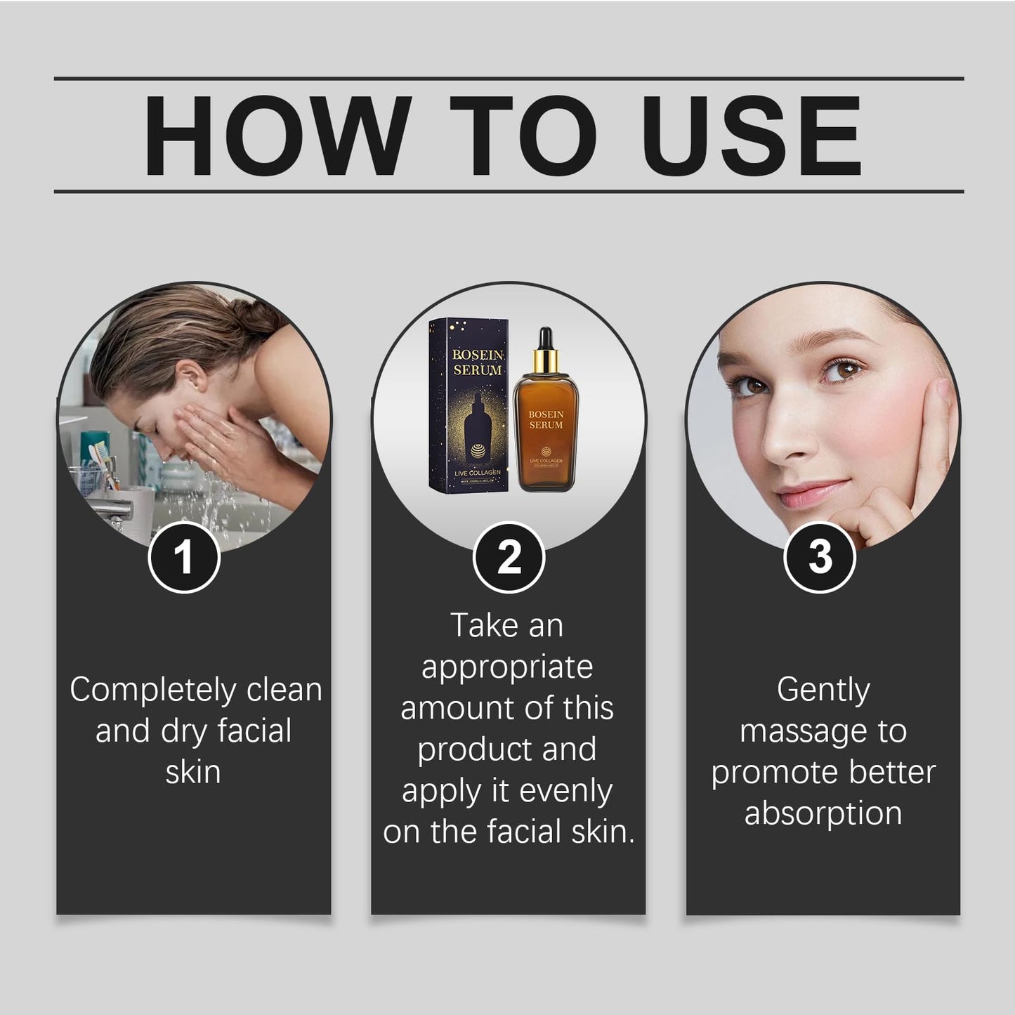 Bosein Serum Face Serum, Facial Serum Face Lotion Helps to Improve Skin Moisturisation and Hydration to Enhance Skin Texture, Radiance and Refinement