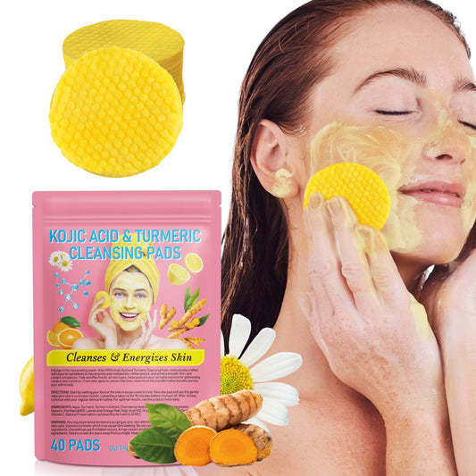Generic Kojic Acid and Turmeric Pads,Turmeric kojic Acid Pads, Turmeric and Kojic Acid Cleansing Pads for Face, Turmeric Cleansing Pads for Dark spots, Exfoliating, Acne Scars (40 PCS)
